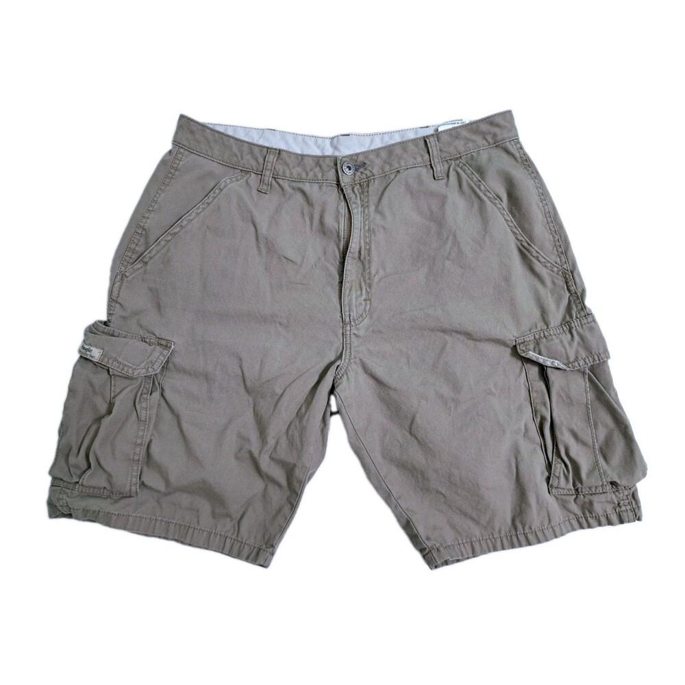 Wrangler Cargo Shorts Men 34 Khaki Tan Utility Trail Hike Beach Tactical Ripstop